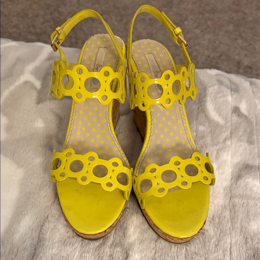 Boden Yellow Wedge Sandals